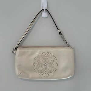 Leather Coach Cream Wristlet